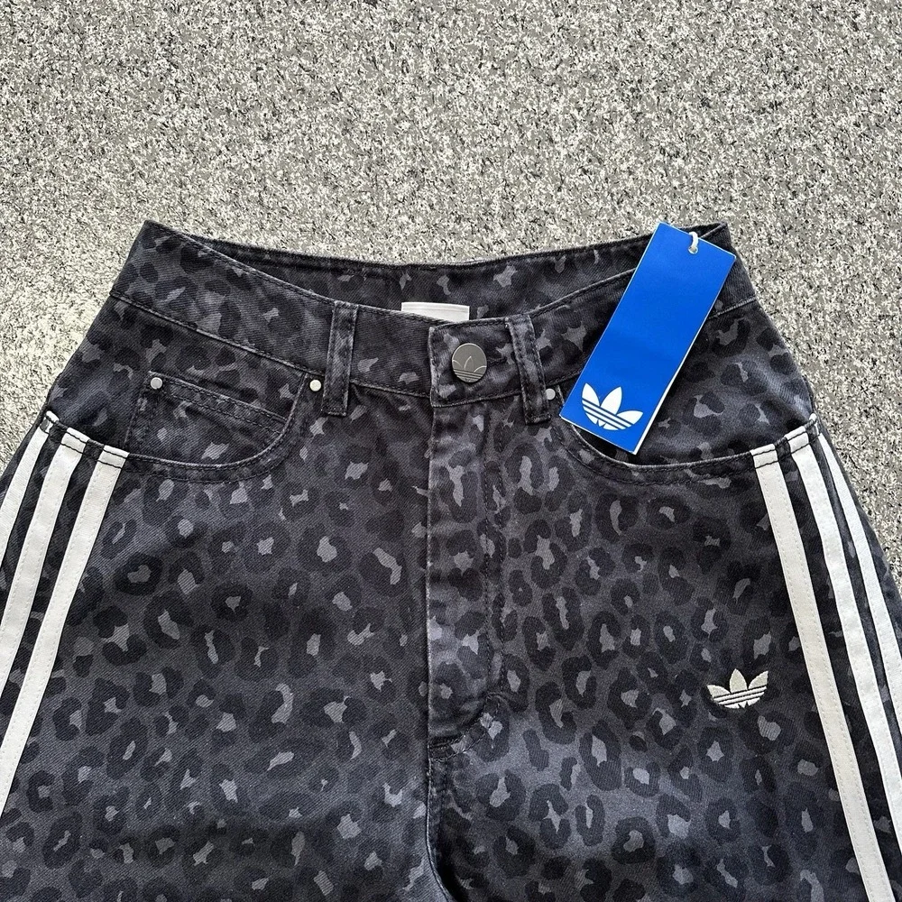 Adidas Baggy Shorts Womens 24 Denim Bermuda Animal Print 90's Skater 18